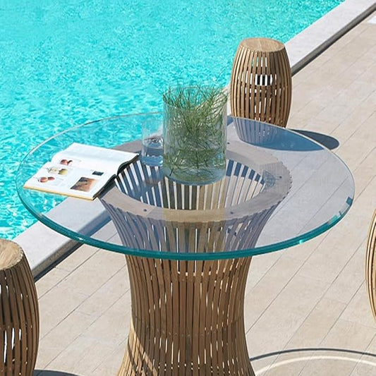 Dulles Glass 14 inch Round Glass Table Top - Tempered - 1/2" Thick Glass Surface, Safe Beveled Edge, Multipurpose for Dining Table, Patio, Coffee and End Table