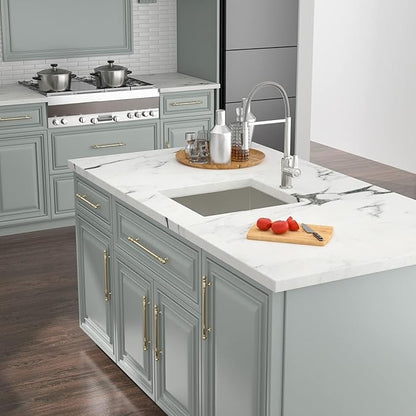 Kichae 19" x 20" Bar Prep Sink Undermount Stainless Steel Deep Single Bowl RV Wet Bar Sink 16 Gauge Round Corner Camper Handmade Kitchen Basin