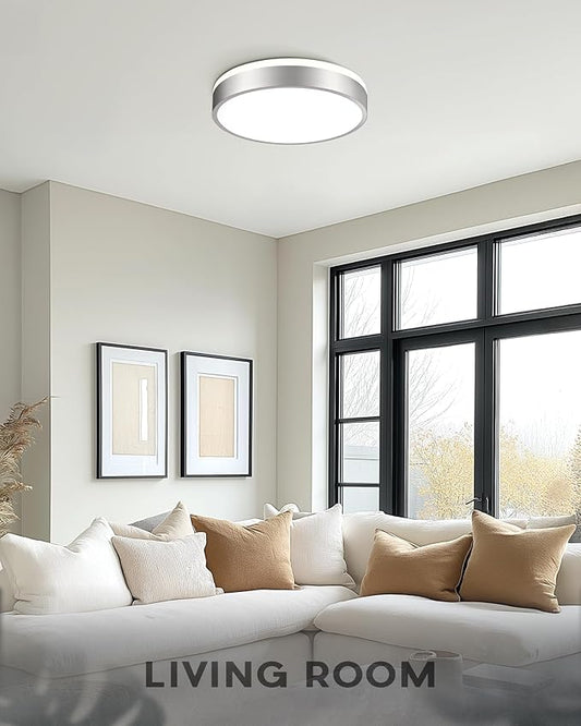 Ken & Ricky Flush Mount Ceiling Light, Dimmable Led Close to Ceiling Light Fixtures for Kitchen Bathroom Bedroom Hallway 5cct (Brushed Nickel,2PK, 12 Inch)