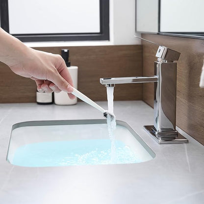 Chrome Bathroom Faucet YXOCVIR Single Hole with Pop-Up Bathroom Drain Single Handle Bathroom Faucet Suitable for Vanity Sinks, RV, Farmhouses, Suitable for 1 or 3-Hole Installation