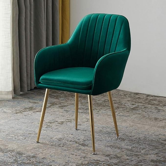 Kitchen Islands Stools Soft Velvet Dining Chair,Cafe Milk Tea Dessert Shop Small Apartment Lounge Chairs (Green)
