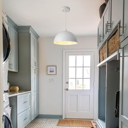 White Pendant Light 3 Pack,11.8 Inch Industrial Pendant Lights Adjustable Height, Farmhouse Pendant Lighting for Kitchen Island for Dining Room, Bedroom, Barn