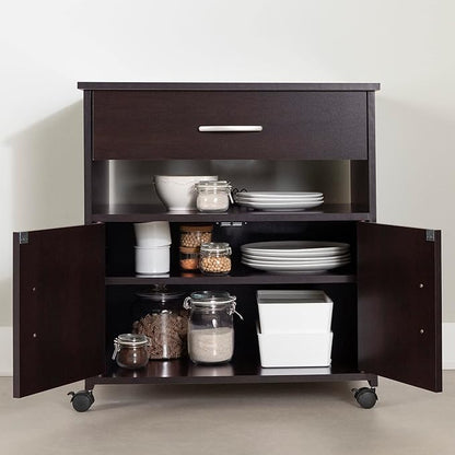 South Shore Axess Microwave Cart on Wheels, Chocolate