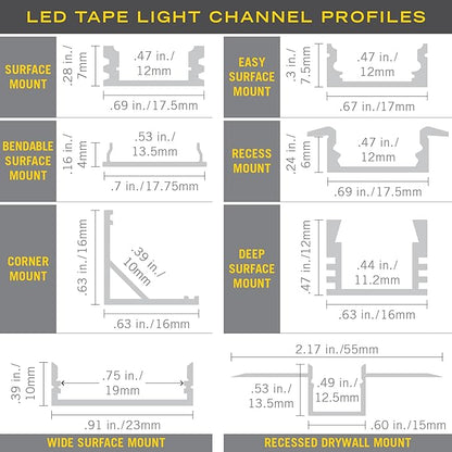 Armacost Lighting Recess Drywall Mount LED Tape Light Accessory Pack, Grey 960008