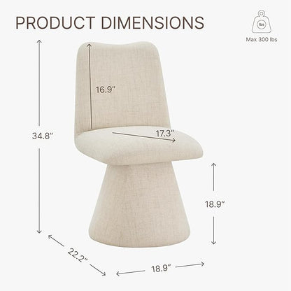 KISLOT Swivel Dining Chairs Set of 1, Modern Upholstered Dining Chair Mid Century Kitchen Chairs with High Back, 360 Degree Rotating Vanity Chair for Dining Room, Bedroom, Farmhouse, Sand