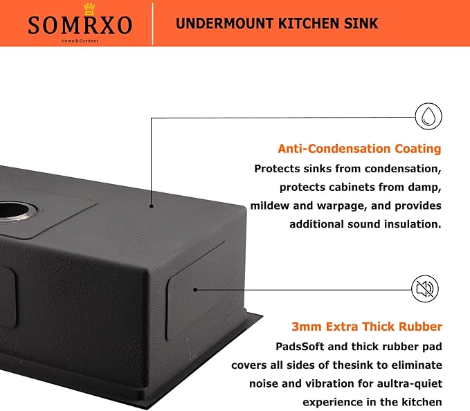 32 Inch Undermount Kitchen Sink Black - 16 Gauge Black Satainless Steel Kitchen Sink Undermount 32x19,10 Inch Deep Single Bowl Workstation Sinks with Accessories