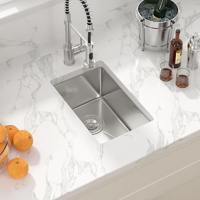 Sarlai Stainless Steel Bar Sink Undermount - 10"x18"x8" Undermount Bar Prep RV Small Kitchen Sink 16 Gauge Stainless Steel Single Bowl Under Counter Small Outdoor Sinks Basin