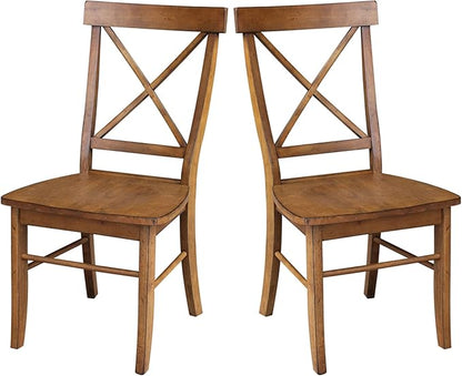 International Concepts Set of Two X-Back Dining Chair, Pecan