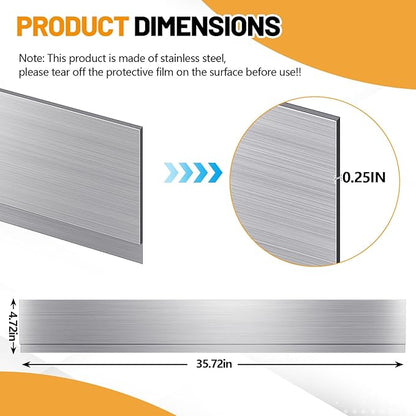 Moxweyeni Front Control Freestanding Range Universal Backguard 35.75" X 4.75" Stainless Steel Backsplash for Stove, Easy Installation Hood Backsplash for Most Kitchen Brands Stove(Silver)