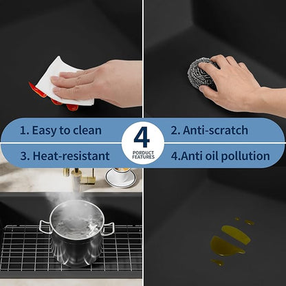 Black Bar Sink 13 x 15 Inch, Matte Black Granite Composite Undermount Kitchen Sinks, 13'' x 15'' Quartz Stone Small Kitchen Sinks With Sink Drain Assembly and Sink Bottom Grid