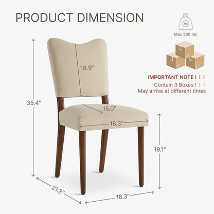 KISLOT Upholstered Dining Chairs Set of 6, Modern Velvet Kitchen Chairs with Solid Wood Legs, High Back Wooden Dining Room Chairs with Dark Walnut Color Legs for Farmhouse Kitchen Dining Room, Linen