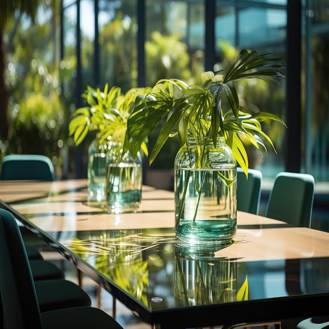 Landical 16" x 16" Rectangle Clear Tempered Glass Table Top 1/4" Thick Eased Corners Clear Tempered Top Patio Table Replacement with 10 Anti Slip Pads for Kitchen Coffee Dining Table