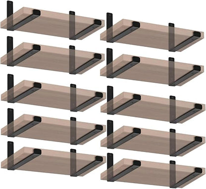 20 Pack - 5.5" L x 4" H x 1.5" W J Lip Shelf Brackets Rustic Farmhouse Iron Wall Floating Shelf Bracket Metal Shelf Bracket Industrial Shelf Supports with Screws Black