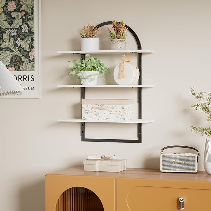 Floating Shelf for Wall - 3 Tier 24"x 31.5" Shelves for Room Wall for Bathroom, Bedroom, Toilet, Kitchen, Living Room, Office, White