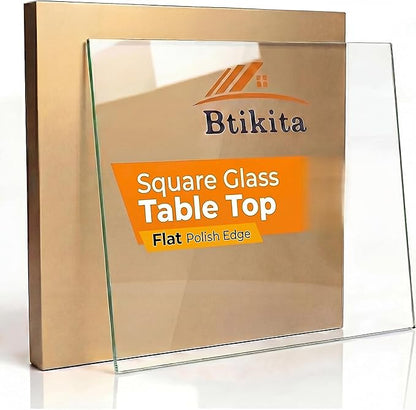 24" x 24" Tempered Glass Table Top Square 0.23" Thick Flat Polished Edge Top Protector for Dining, Patio, Coffee Table (24x24 inch)