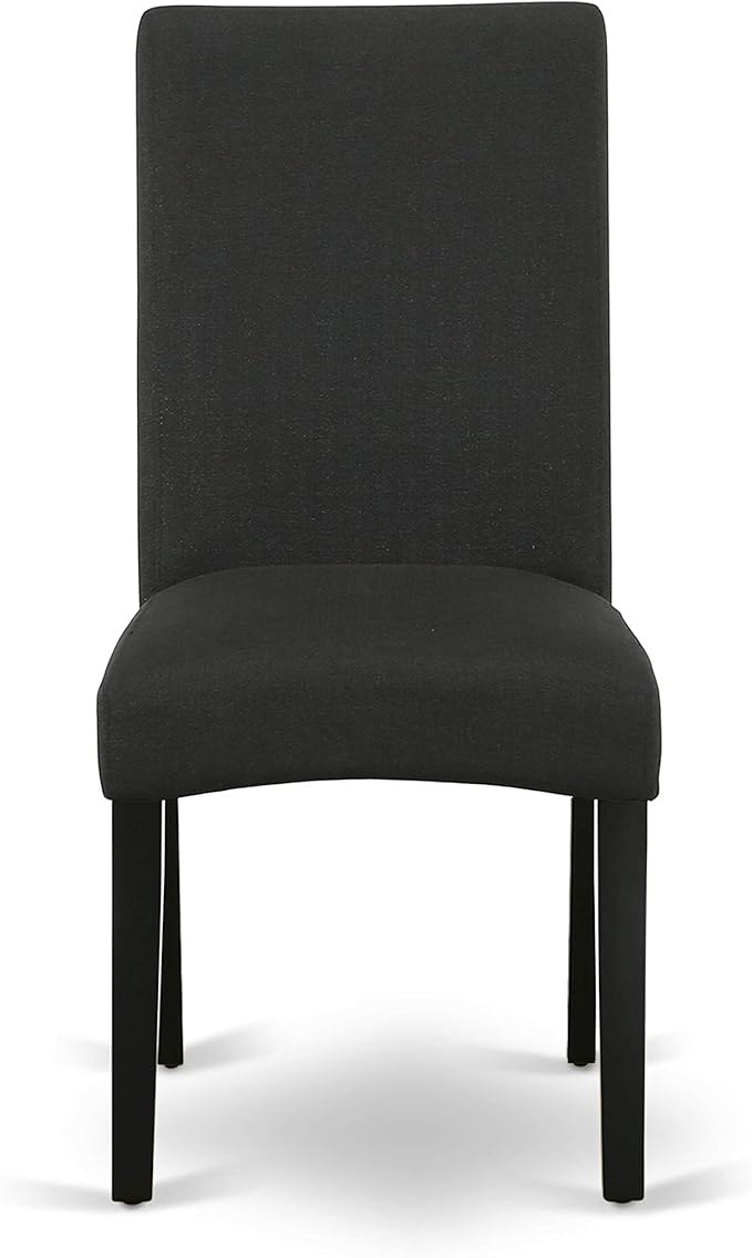 East West Furniture DRP1T24 Driscol Parson Chairs - Black Color Linen Fabric Padded Dining Chairs, Set of 2, Black