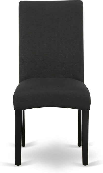 East West Furniture DRP1T24 Driscol Parson Chairs - Black Color Linen Fabric Padded Dining Chairs, Set of 2, Black