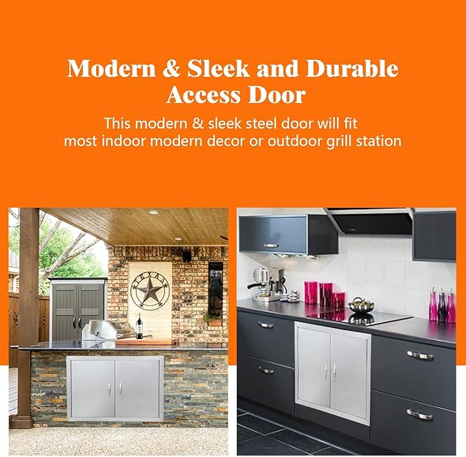 31" X 24" Stainless Steel Outdoor Kitchen Door – Flush Mount BBQ Access Door, Waterproof & Corrosion-Resistant for BBQ Island, Fireplace, Sink Cabinet