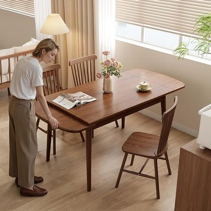 Solid Wood Extendable Dining Table for 4-8, 47.2” to 70.8” Expandable Table, Easy Assembly Extendable Dining Room Table, 3-in-1 Design, Ideal for Dining Room, Kitchen, Living Room (Walnut)