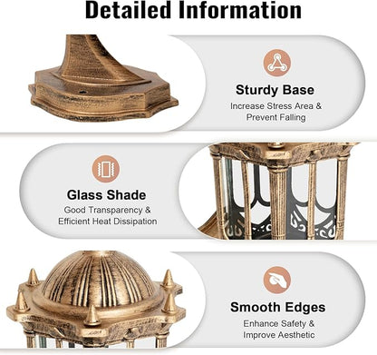 FIKNEE E27 Vintage Retro Wall Lamp Exterior Wall Mount Light Fixture, Antique Brass Lanterns Glass Sconce for Indoor Outdoor Garden Porch Walkway Sconce(6.1 * 13.19”)
