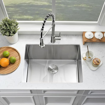 Undermount Laundry Sink with Faucet Combo-Bokaiya 24"x18"x12" Stainless Steel Undermount Laundry Room Sink 16 Gauge Utility Single Bowl Deep Kitchen Sink