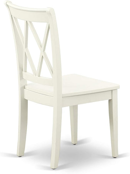 East West Furniture CACL5-LWH-W 5 Piece Kitchen Table Set for 4 Includes a Rectangle Dining Room Table and 4 Solid Wood Seat Chairs, 36x60 Inch, Linen White