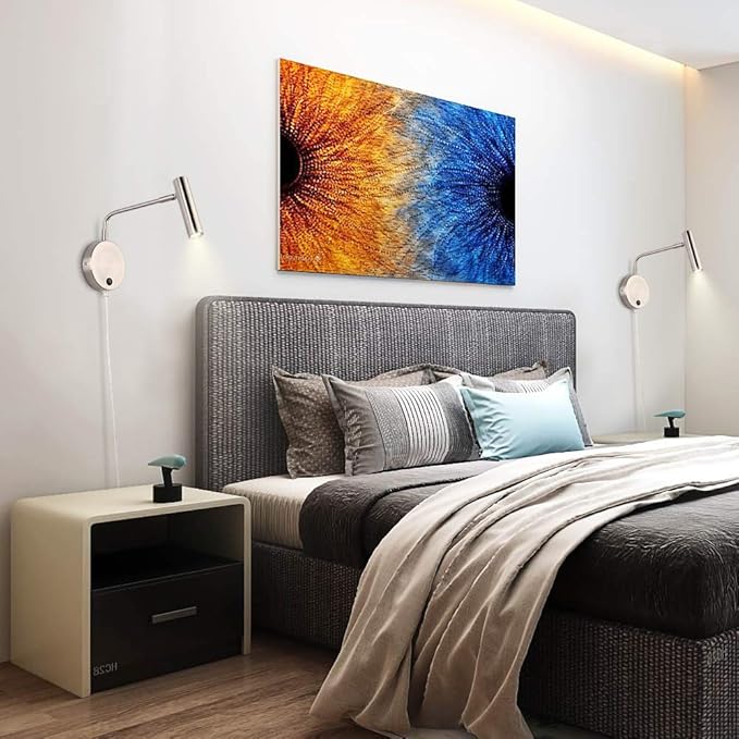 Joossnwell Wall Mounted Lamp, Sconce Light with Plug in Cords Wall Reading Light with Switch for Living Room Bedroom Warm White 3000K