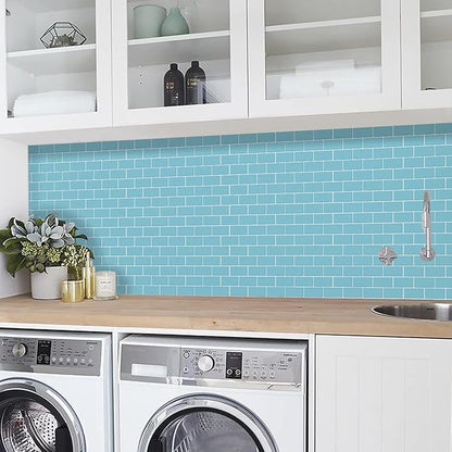 STICKGOO 10-Sheet Blue Subway Tiles Peel and Stick Backsplash, Stick on Tiles Kitchen Backsplash (Thicker Design)