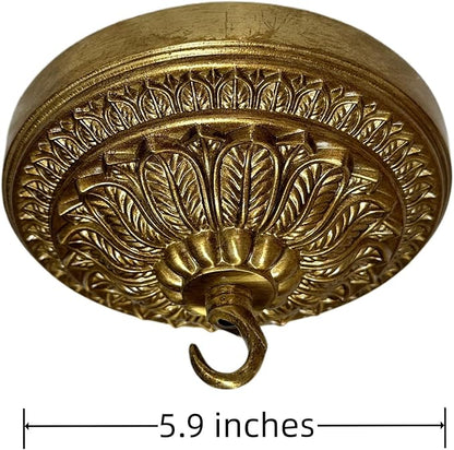 5.9 inches Brass Canopy Kit for Chandelier and Ceiling Lights, Decorative Design, Hanging Fixture Mounting Plate
