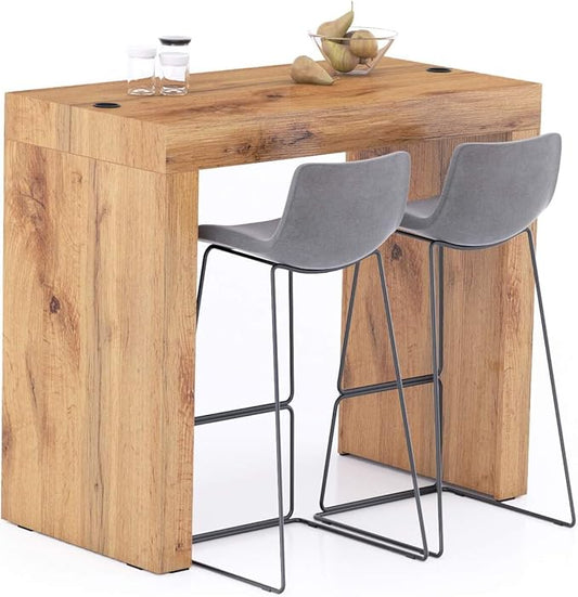 Mobili Fiver, Evolution High Table with Wireless Charger 47.2 x 23.6 in, Rustic Oak, Made in Italy