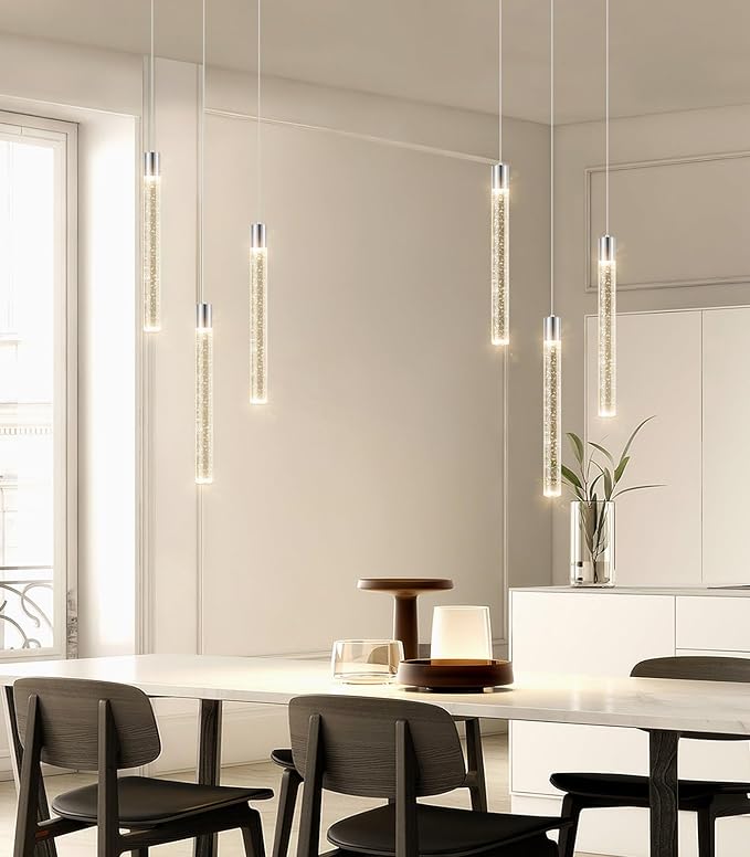 3-Lights Modern Crystal Chandelier Pendant Lights for Kitchen Island LED Dimmable Light fixtures Adjustable Hanging Ceiling for Dining Room Hallway 3000K 6000K