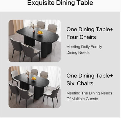 Dining Table Set for 6, Modern Kitchen Table with 6 Chairs, Dining Room Table Set for Kitchen,Dining Room,Home & Office (55.11" Black Table with 6 Chairs)