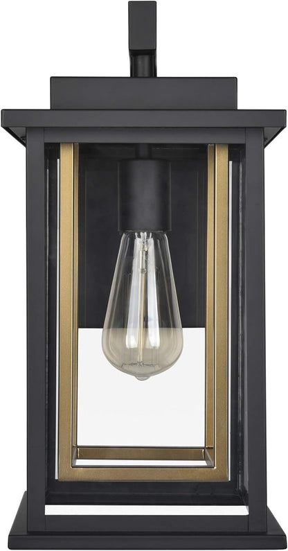 Design House Hayward 1-Light Indoor/Outdoor Wall Light with Clear Glass, Dimmable, Black and Gold Finish – Design House, 588707-BGD