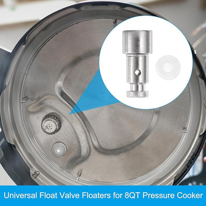 uxcell 2 Pcs Universal Steam Float Valve, Pressure Cooker Replacement Parts Steam Release Valves Floaters with 6 Pcs Sealer Gasket for 5/6QT Pressure Pot
