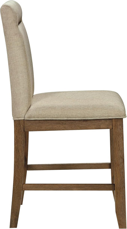 Steve Silver Furniture Garland Counter Chairs, Set of 2 Chairs, 24-Inch Seat Height, 100% Polyester Fabric, 300lb Capacity, Kitchen Island, Dining Room, 23.5" L x 20" W x 47.3" H, Sand