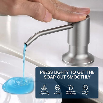 Hurran 8-Inch 2 Handle Pull Down Kitchen Faucet with Soap Dispenser, High Arc 2-in-1 Spray/Stream Stainless Steel Kitchen Sink Faucet for 3-4 Hole Widespread Installation, Brushed Nickel