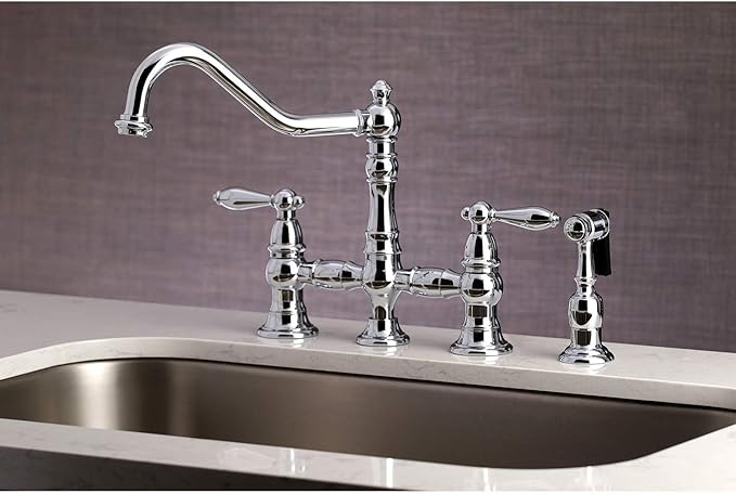 Kingston Brass KS3271ALBS Kitchen Faucet with Side Sprayer, Polished Chrome