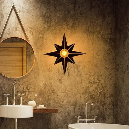 16 inch Flush Mount Ceiling Light with Pull Chain On/Off Switch, Industrial Black Star Ceiling Light Fixtures, Farmhouse Lighting for Hallway, Entryway, Porch, Study, Bedroom, Stair, Kitchen, Bathroom