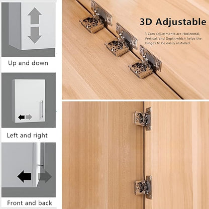 1/2 Inch Overlay Soft Close Cabinet Hinges, 2 Pack Slow Soft Close Hinges for Kitchen Cabinets Satin Nickel Hidden Self Closing Kitchen Cabinet Hinges