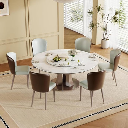 Modern Sintered Stone Dining Table for 6-8, Luxury Faux Marble Kitchen Table with Heavy-Duty Stainless Steel Base, Heat-Resistant Furniture for Dining Room (Table+4 Chairs,59'')