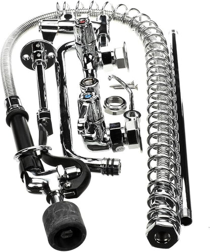 T&S Brass 5PR-8W12-C 8" Wall Mount Low Flow Pre-Rinse with 12" Swing Nozzle Add-On Faucet, brass, silver