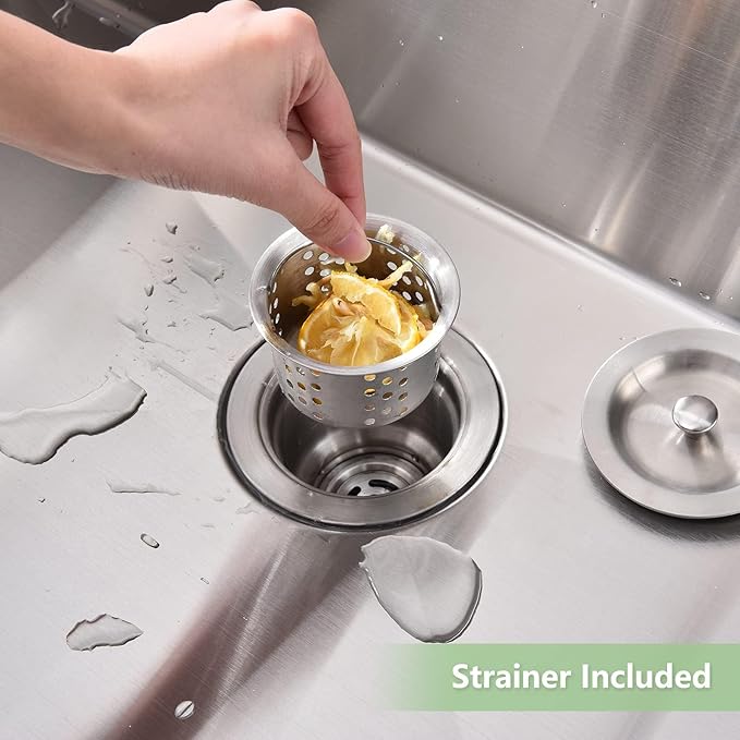GarveeTech Undermount Kitchen Sink 33 x 18 x 10 Inch, Single Bowl Stainless Steel Sink, Brushed Finish, Includes Bottom Grid & Drain Assembly