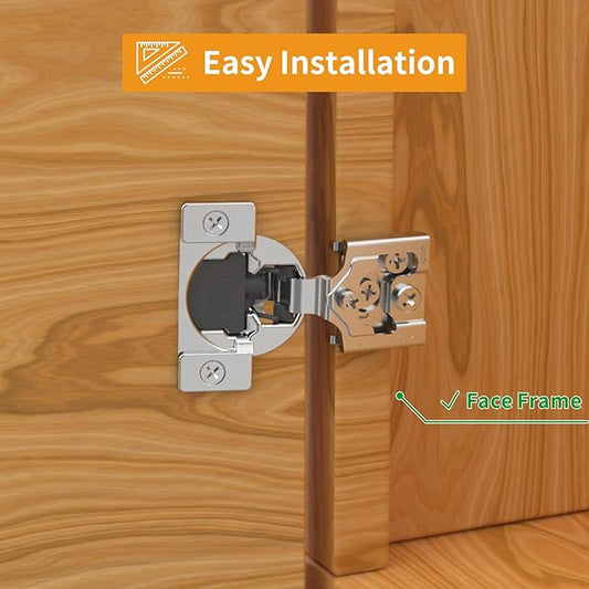 Chibery 6 Pack 5/8" Overlay 3D Soft Close Concealed Hinge for Face Frame Door, Satin Nickel, Hidden 105 Open Angle Stainless Steel Hinge for Kitchen Cabinet Door