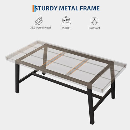 GarveeHome 63 Inch Compact Rectangular Table for Dining Room & Kitchen, Industrial Dining Table for 4-6 People, Heavy Duty Metal Frame, Grey Walnut