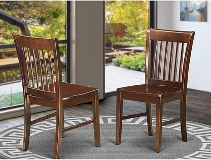 East West Furniture NFC-MAH-W Norfolk Dining Room Chairs - Slat Back Solid Wood Seat Chairs, Set of 2, Mahogany