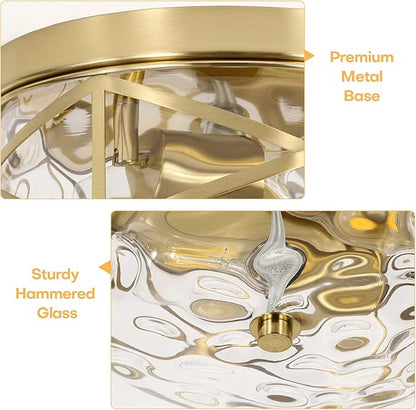 LamQee 2-Light Flush Mount Ceiling Light Farmhouse Kitchen Island Ceiling Light with Bubble Glass Close to Ceiling Light Fixture for Living Room Bedroom Foyer Hallway