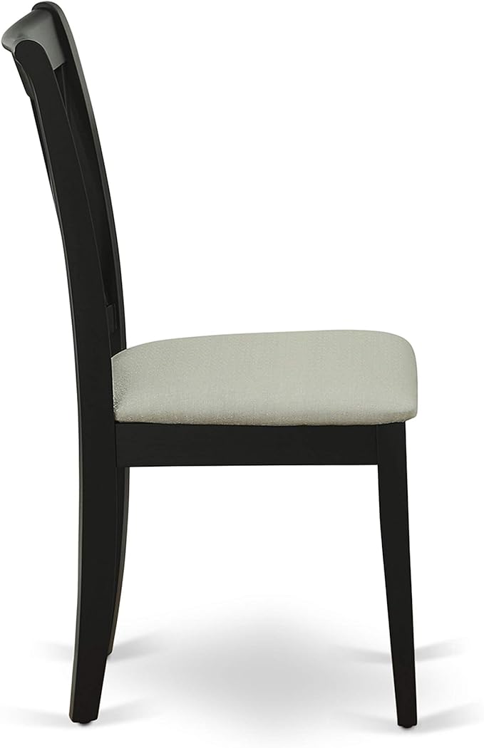 East West Furniture CLC-BLK-C Clarksville Dining Room Chairs - Linen Fabric Upholstered Wood Chairs, Set of 2, Black