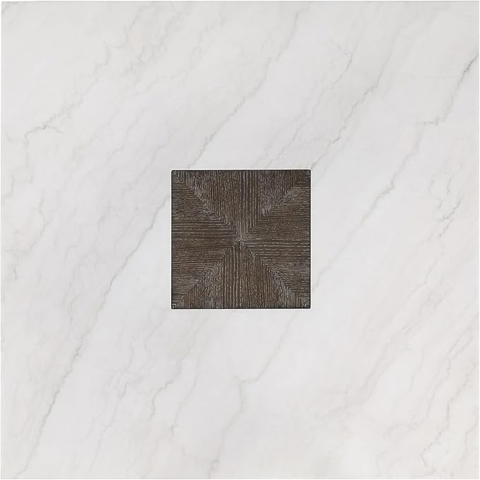 Furniture of America Rafferty Modern Solid Wood 54-inch Square Counter Height Dining Table with Genuine White Marble Tabletop and Tapered Pedestal Base, for Home Kitchen, Living Room, Dark Walnut