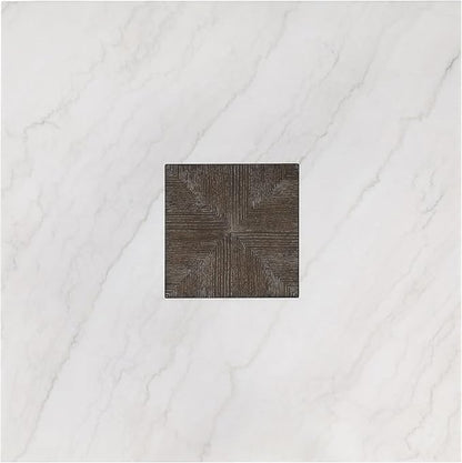 Furniture of America Rafferty Modern Solid Wood 54-inch Square Counter Height Dining Table with Genuine White Marble Tabletop and Tapered Pedestal Base, for Home Kitchen, Living Room, Dark Walnut
