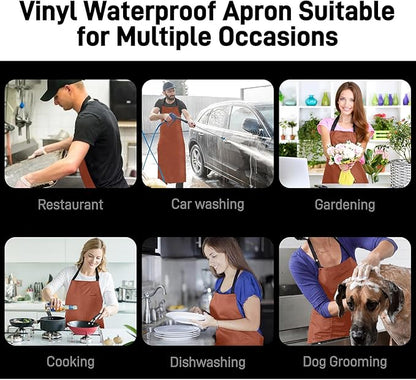Waterproof Apron with Comfortable Adjustable Bib Rubber Vinyl Dishwasher Heavy Duty Apron for Men Women Dishwashing